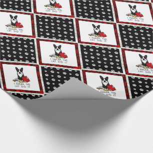 Papier Cadeau Je jure, le chat l'a fait Boston Terrier (noir)