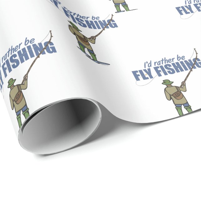 Papier Cadeau Je préfère pêcher à la mouche (Coin rond)