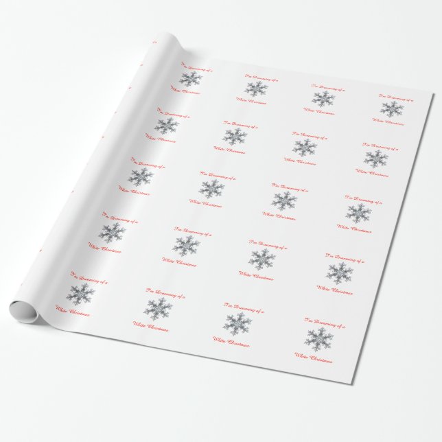 Papier Cadeau Je rêve d'un Noël blanc - Flacon de neige (Déroulé)