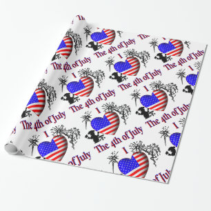 Papier Cadeau Je suis amoureux du 4 juillet