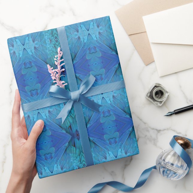 Papier Cadeau Je suis bleu - plumes de perroquet, poster de anim (Cadeaux)