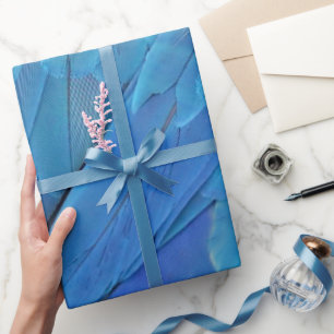 Papier Cadeau Je suis bleu - plumes de perroquet près