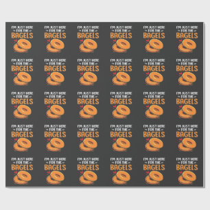 Papier Cadeau Je suis juste là pour la nourriture juive Bagels