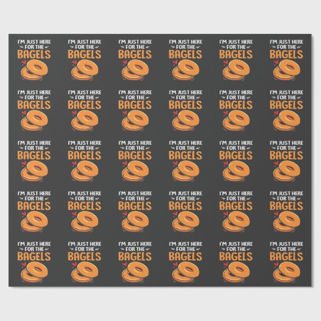 Papier Cadeau Je suis juste là pour la nourriture juive Bagels (Plat)