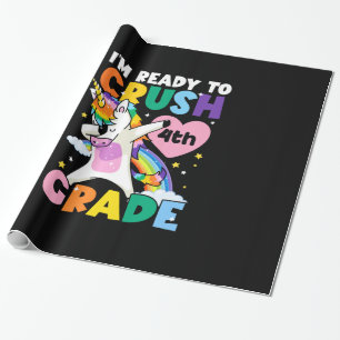 Papier Cadeau Je suis prêt à écraser 4e année Unicorne Coeur 1er