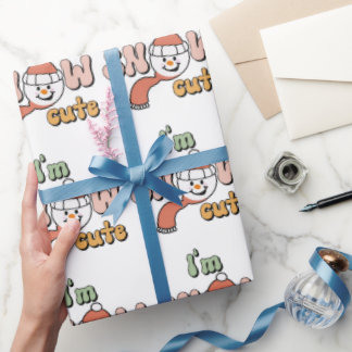 Papier Cadeau Je suis Snow Man mignonne