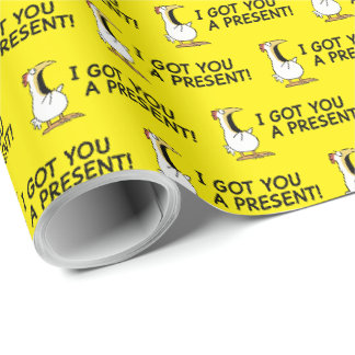 Papier Cadeau JE T'AI ACHETÉ UN CADEAU ! poulet criard