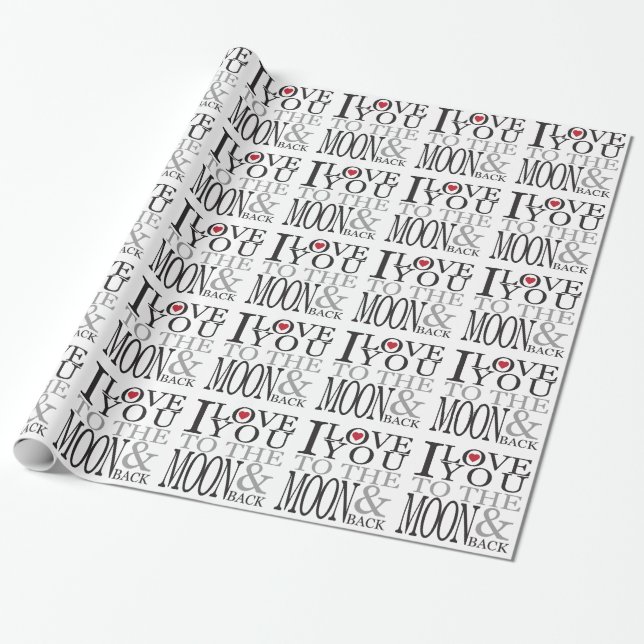 PAPIER CADEAU JE T'AIME À LA LUNE ET AU RETOUR (Déroulé)