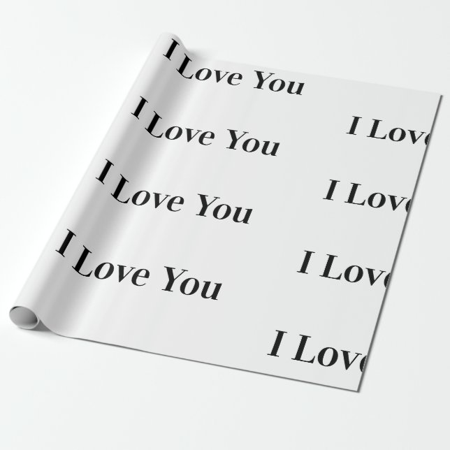 Papier Cadeau Je T'Aime Envelopper Du Papier (Déroulé)