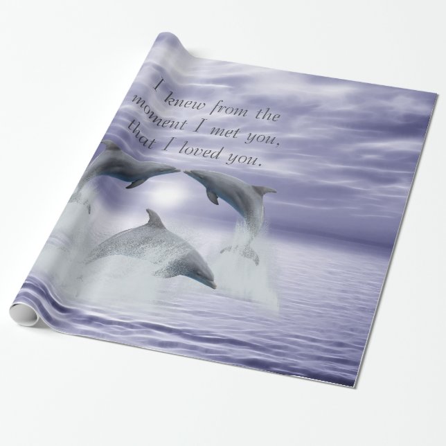 Papier Cadeau Je t'aime les dauphins (Déroulé)