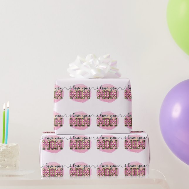 Papier Cadeau Je t'aime maman (Cadeaux de fête)