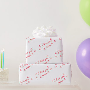Papier Cadeau Je t'aime maman rouge blanc