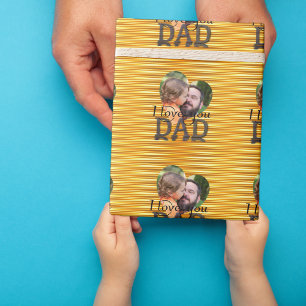 Papier Cadeau Je t'aime papa photo jaune vif