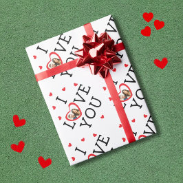 Papier Cadeau "Je t'aime" photo personnalisée de Valentine