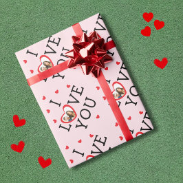 Papier Cadeau "Je t'aime" photo personnalisée de Valentine