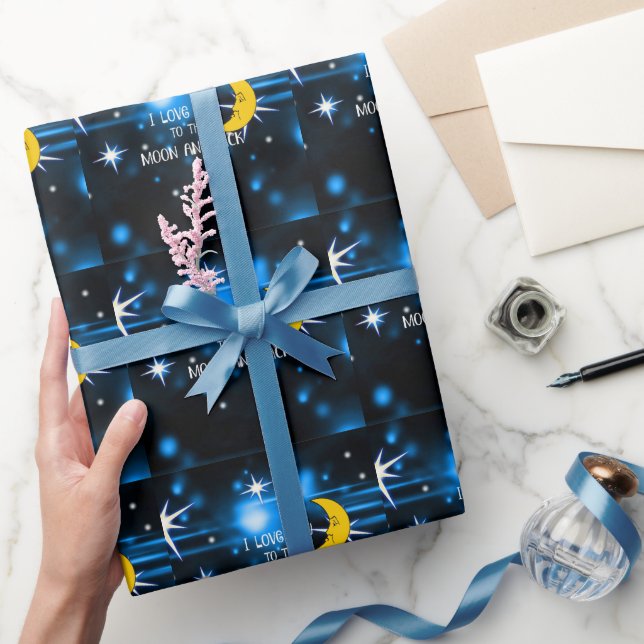 Papier Cadeau Je t'aime sur la Lune et de retour... (Cadeaux)