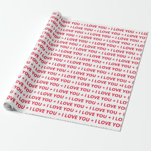 Papier Cadeau JE T'AIME Texte Rouge