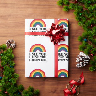 Papier Cadeau Je te vois je t'aime je t'accepte LGBTQ 