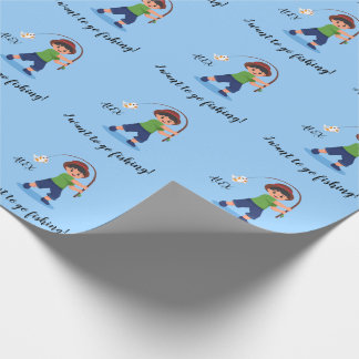 Papier Cadeau "JE VEUX ALLER PÊCHER" Garçons Pêche