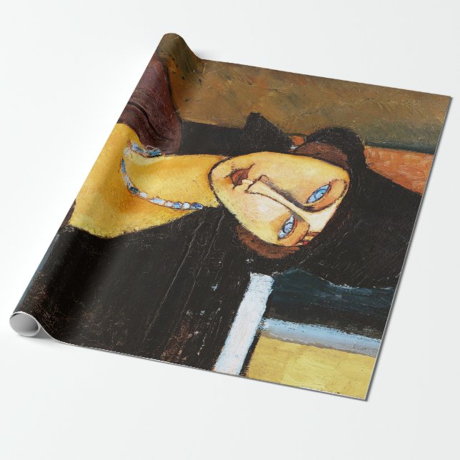 Papier Cadeau Jeanne Hebuterne avec Casquette et collier, Modigl (Déroulé)