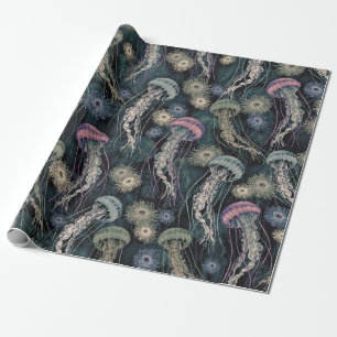 Papier Cadeau Jellyfish et anémones éthériques en Turquoise et r
