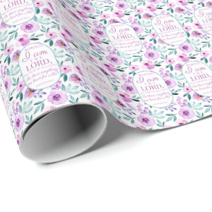 Papier Cadeau Jérémie 32:27 avec Arrière - plan de fleurs violet