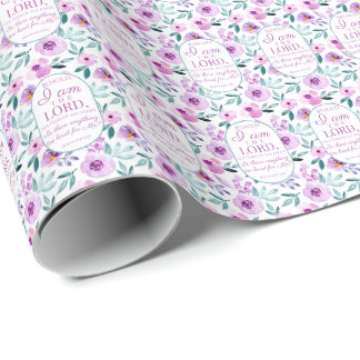 Papier Cadeau Jérémie 32:27 avec Arrière - plan de fleurs violet