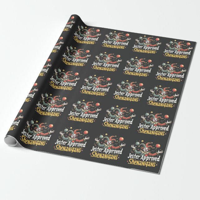 Papier Cadeau Jester Approuvé Shenanigans Circus Clown (Déroulé)