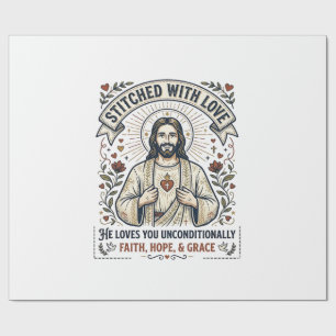Papier Cadeau Jésus Couture Tricot Chemise Graphique Chrétien_1