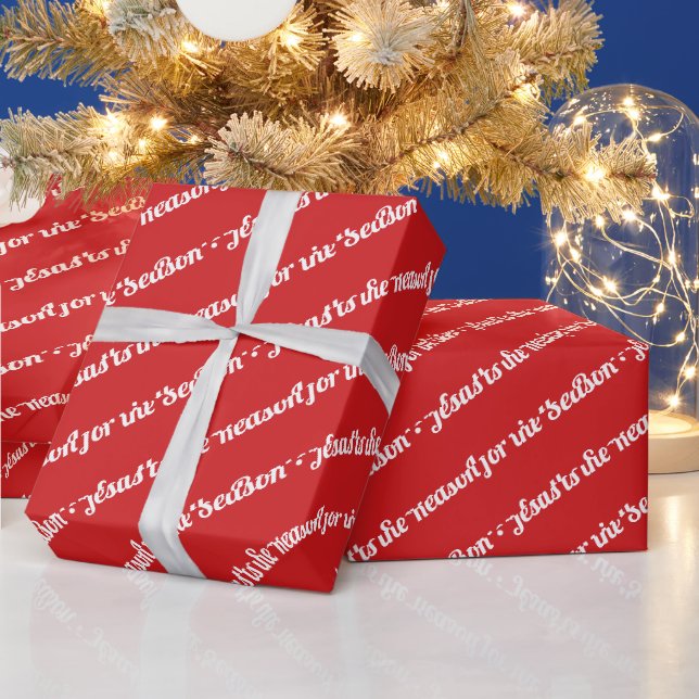 Papier Cadeau Jésus est la raison de la saison Rouge (Vacances)