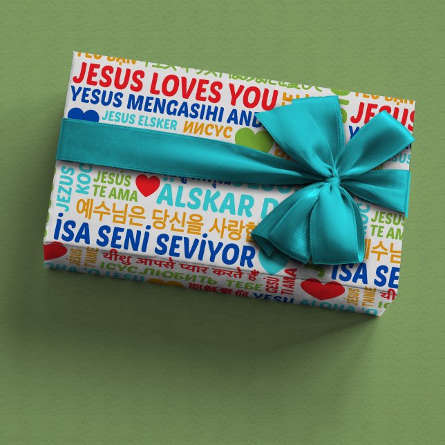 Papier Cadeau Jésus vous aime Langues Envelopper le papier (Créateur téléchargé)