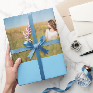 Papier Cadeau jeté simple personnalisé paillettes bleu scintilla