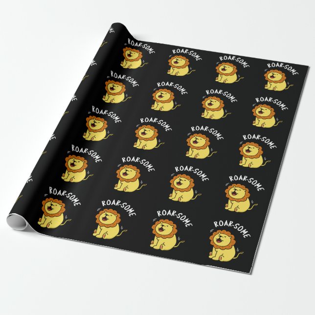 Papier Cadeau Jeu de Lion grinçant rôti rond gris foncé (Déroulé)