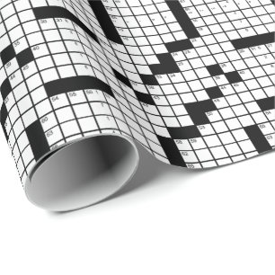 Papier Cadeau Jeu de mots croisés drôle en noir et blanc