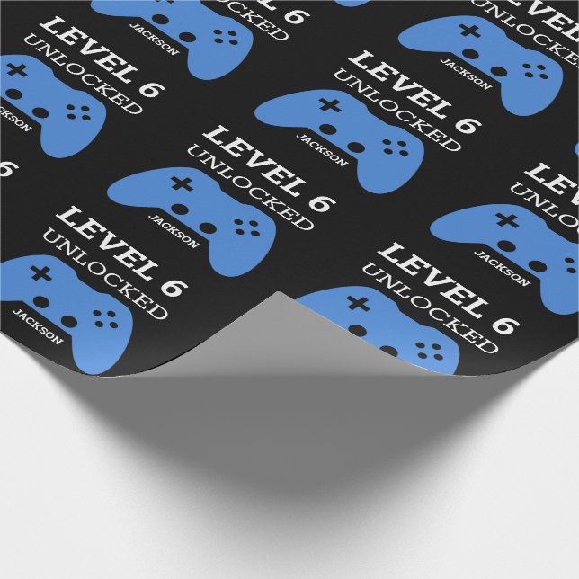 Papier Cadeau Jeu Vidéo Gamer Niveau Anniversaire Personnalisé (Coin)