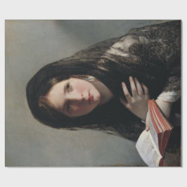 Papier Cadeau Jeune femme perdue dans les rêves (Lire un livre)