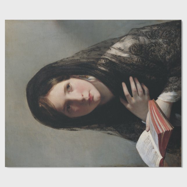 Papier Cadeau Jeune femme perdue dans les rêves (Lire un livre) (Plat)