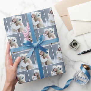 Papier Cadeau Jeune fille qui embrasse un ours polaire