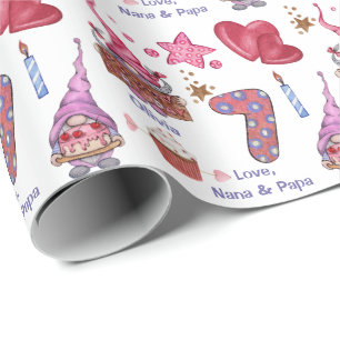 Papier Cadeau Jeune fille rose mignonne Nouvel anniversaire de s