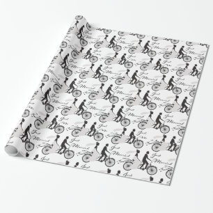 Papier Cadeau Jeune Marié Velo de Mariée et Marié
