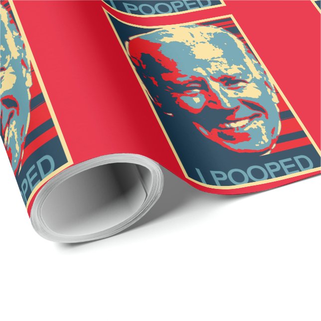 PAPIER CADEAU JOE BIDEN FUNNY I POOPEZE OBAMAIZÉ NOËL WRAPP (Coin rond)