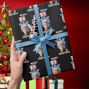 Papier Cadeau Joe Biden Xmas Joyeux Noël 4 juillet drôle
