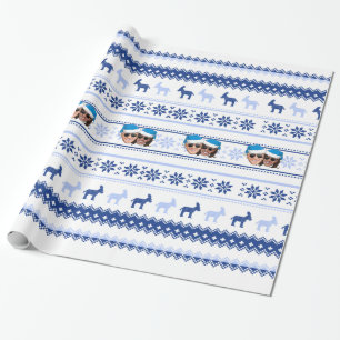 Papier Cadeau Joe et Kamala Bleu Noël