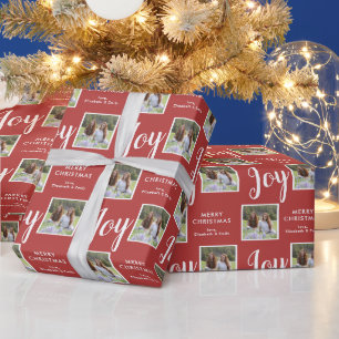 Papier Cadeau Joie   2 Fêtes de Noël rouge photo