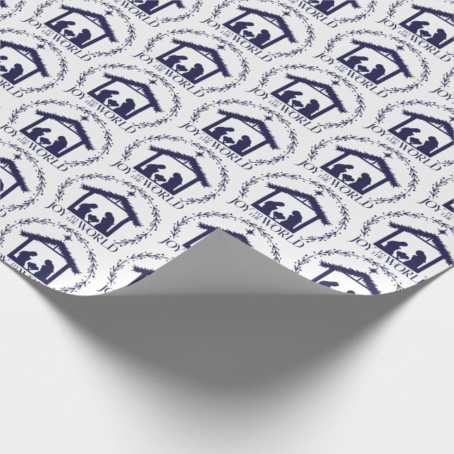 Papier Cadeau Joie à la Nativité Bleue Mondiale (Coin)