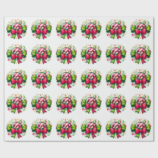 Papier Cadeau Joie de Menthe: Personnage de Bonbon de Fêtes
