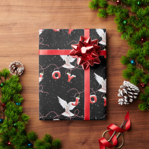 Papier Cadeau Joie et colombe en noir