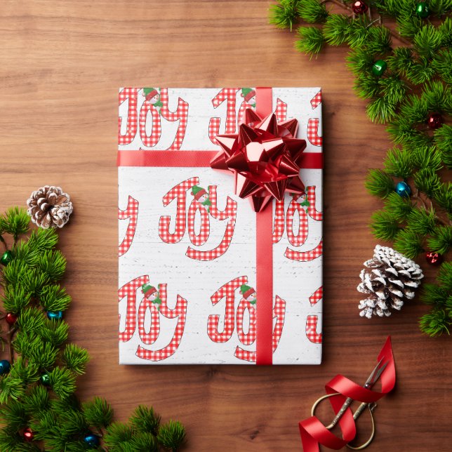Papier Cadeau Joie Gingham sur Bois Blanchi à la Chaux (Cadeau de vacances)