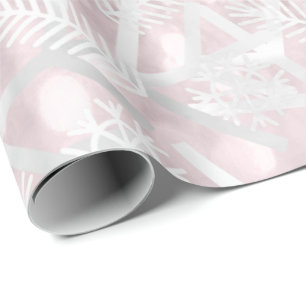 Papier Cadeau Joie grise rose de flocon de neige de vacances de