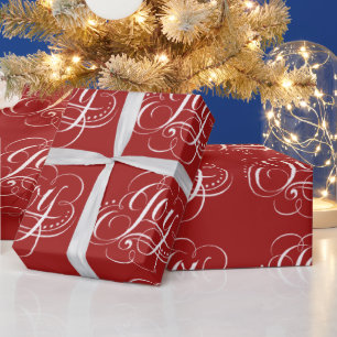Papier Cadeau Joie - lettrage de calligraphie de craie de Noël